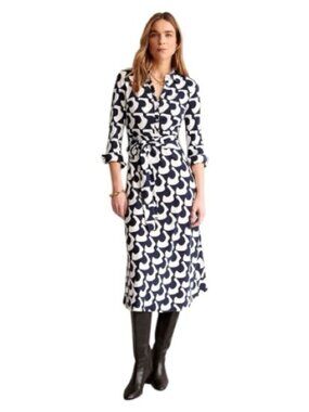 Boden Dress‎ Women’s Size 6 Petite Black White Jersey Midi “Laura”